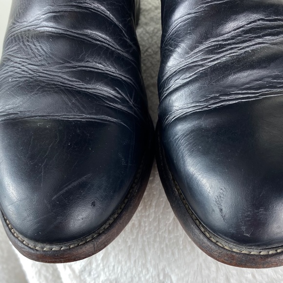 Justin Mens 9 D Cowboy Roper Boots Black Leather Western Rodeo Pull On - Picture 6 of 9